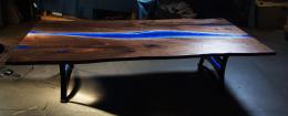 Large LED Lit Live Edge River Table 10