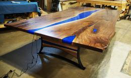 Large LED Lit Live Edge River Table 1