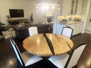 Round Epoxy & Maple River Dining Table