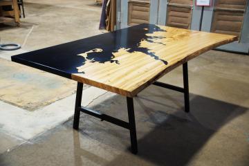 New England Coastline Live Edge Epoxy Table