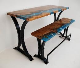 Matching Beach Sycamore Table And Bench 3
