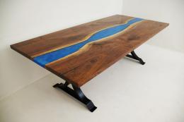 Walnut River Dining Table With Blue Epoxy 1
