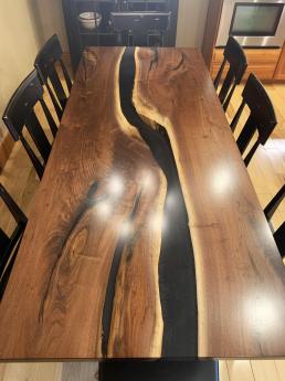 Two Layered Black Resin River Dining Table 4