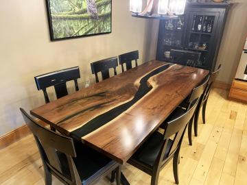 Two Layered Black Resin River Dining Table