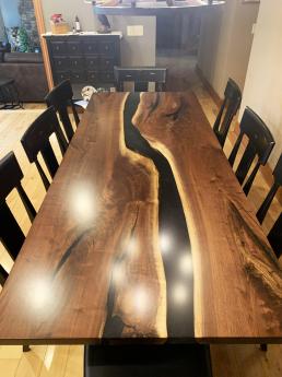 Two Layered Black Resin River Dining Table 6