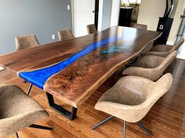 Live Edge River Table With Blue And Aqua 1