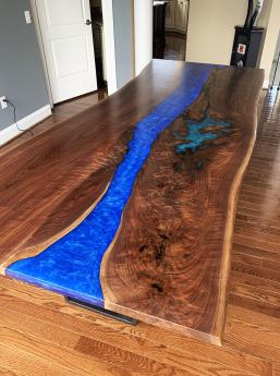 Live Edge River Table With Blue And Aqua 2