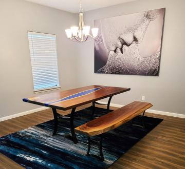 Live Edge Table And Bench With LED Lights