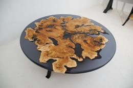 Translucent Black Epoxy & Maple Burl Coffee Table