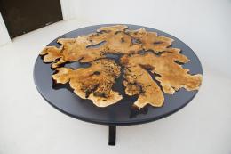 Translucent Black Epoxy & Maple Burl Coffee Table 3