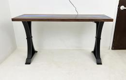 Deep Blue Epoxy & Walnut Sofa Table With LED Lights 9
