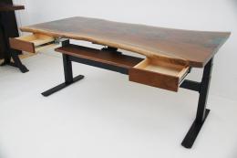 Uplift Live Edge Desk With Green Epoxy & Walnut Wood 4