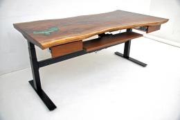 Uplift Live Edge Desk With Green Epoxy & Walnut Wood 2