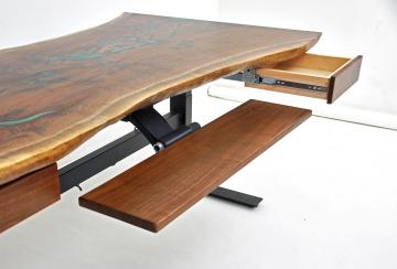 Uplift Live Edge Desk With Green Epoxy & Walnut Wood 1