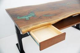Uplift Live Edge Desk With Green Epoxy & Walnut Wood 3