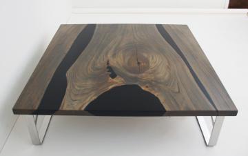 Black Epoxy & Grey Walnut Coffee Table