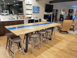 Blue Epoxy & Elm Dining Table