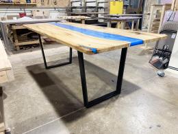 Blue Epoxy & Elm Dining Table 3