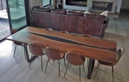 Translucent Black Epoxy & Walnut Dining Table 5