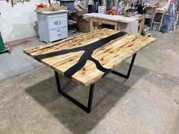 Black Epoxy & Hickory Dining Table 2