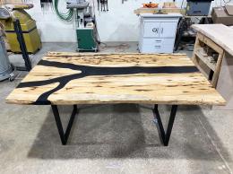 Black Epoxy & Hickory Dining Table 1