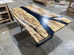 Black Epoxy & Hickory Dining Table 3