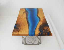 Dual Epoxy & Live Edge Cherry Wood Coffee Table 2