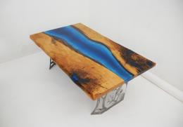 Dual Epoxy & Live Edge Cherry Wood Coffee Table 1