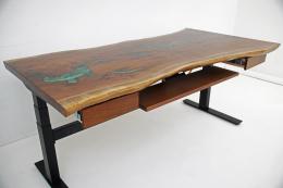 Uplift Live Edge Desk With Green Epoxy & Walnut Wood 2