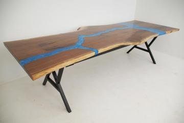 CNC Engraved Live Edge Walnut River Table 8