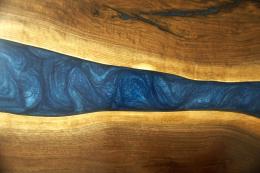 Blue Epoxy & Square Live Edge Coffee Table 3