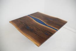 Blue Epoxy & Square Live Edge Coffee Table 5