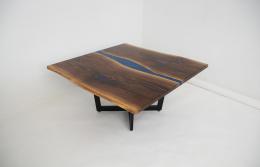 Blue Epoxy & Square Live Edge Coffee Table 2