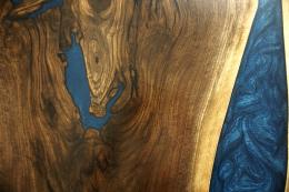 Blue Epoxy & Square Live Edge Coffee Table 4