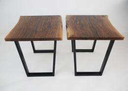 Blue Epoxy & Live Edge Walnut Side Tables