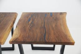 Blue Epoxy & Live Edge Walnut Side Tables 6