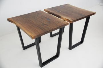 Blue Epoxy & Live Edge Walnut Side Tables