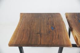 Blue Epoxy & Live Edge Walnut Side Tables 2