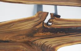 Large Clear Epoxy & Walnut Dining Table 4