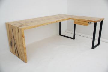 L-Shaped Elm Desk