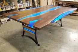 celebrity epoxy river dining table with LED lights
