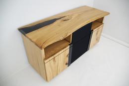 Translucent Black Epoxy & Elm Entertainment Center 10