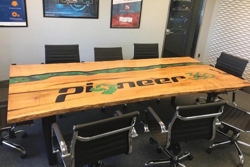 Image CNC Logo & Epoxy Conference Table with Embedded Items