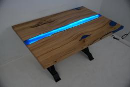 Blue Epoxy & LED Dining Table 7