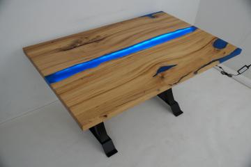 Blue Epoxy & LED Dining Table 6