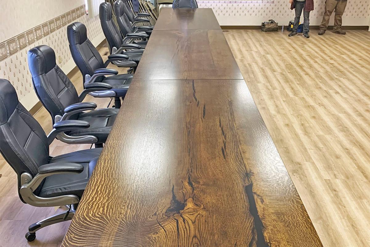 Image 24-ft. Stained White Oak Epoxy River Conference Table