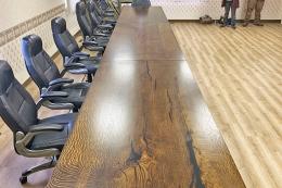 stained white oak epoxy conference table