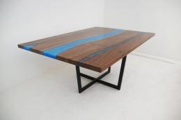 Small Walnut Dining Table With Blue Epoxy 1