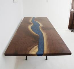 LED Lit Walnut River Table With Leif Extensions 4