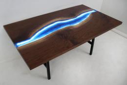 LED Lit Walnut River Table With Leif Extensions 9